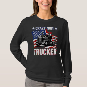 Women Moeder Trucker Funny American Flag Trucker W T-shirt