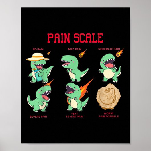 Women Nurse Pain Scale Pain Essment Funny Dinosaur Poster (Voorkant)