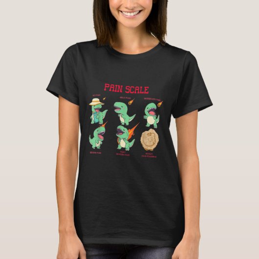 Women Nurse Pain Scale Pain Essment Funny Dinosaur T-shirt (Voorkant)