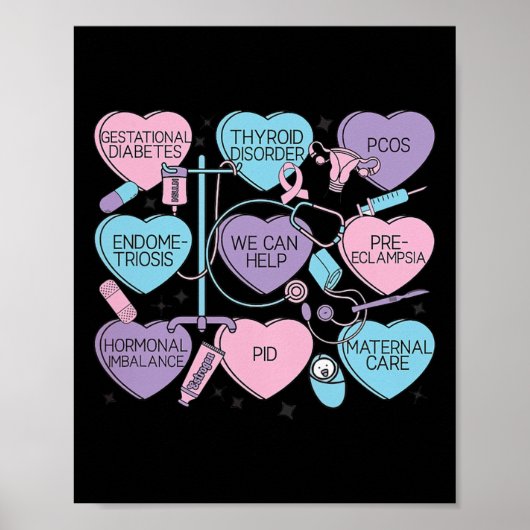 Women Obstetrics Valentine's Day Nurse Ob Gyn Obst Poster (Voorkant)