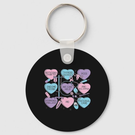 Women Obstetrics Valentine's Day Nurse Ob Gyn Obst Sleutelhanger (Voorkant)