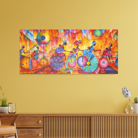 Women on Wheels stretched canvas print. (Insitu (Woonkamer))