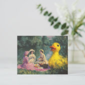 Women Picnic Giant Duck Faux Historical Painting Briefkaart (Staand voorkant)