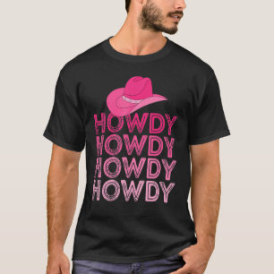 Women Pink Howdy Koe Girl Western Land Zuid T-shirt