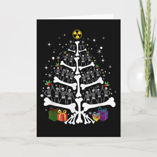 Women Radiology Skeleton Christmas Tree Xray Tech Kaart (Voorkant)