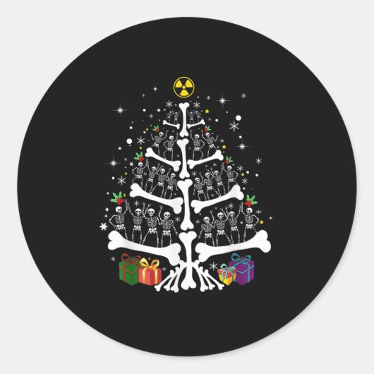 Women Radiology Skeleton Christmas Tree Xray Tech  Ronde Sticker (Voorkant)
