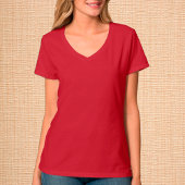 Women Red V-Neck T-Shirt / Customize