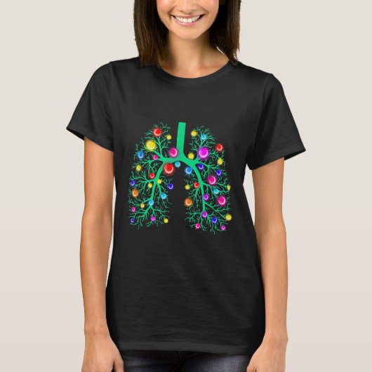 Women Resratory Therapy Lung Christmas Lights Lung T-shirt (Voorkant)
