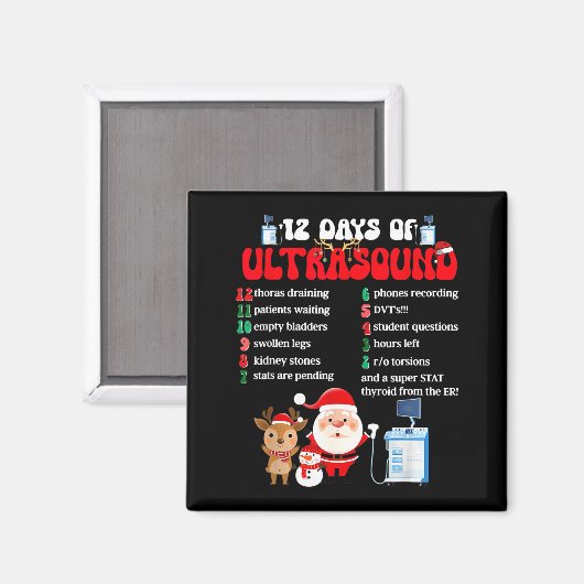 Women Retro 12 Days Of Ultrasound Tech Christmas S Magneet (Voorkant / Achterkant)