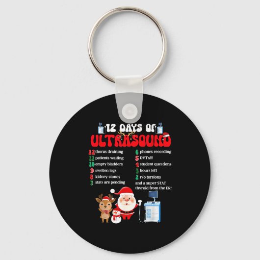 Women Retro 12 Days Of Ultrasound Tech Christmas S Sleutelhanger (Voorkant)