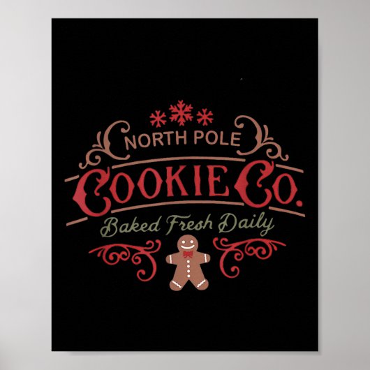 Women Retro Christmas Gingerbread Bakery North Le  Poster (Voorkant)