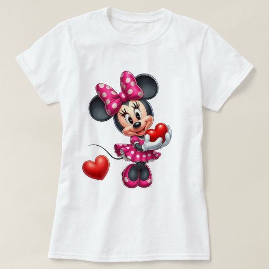 👕🐭Women’s Classic Minnie Mouse-Inspired Tshirt (Design voorkant)