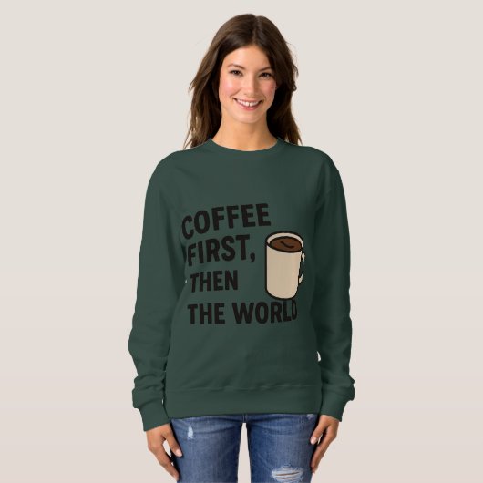 Women’s Coffee Quote Hoodie Trui (Voorkant volledig)