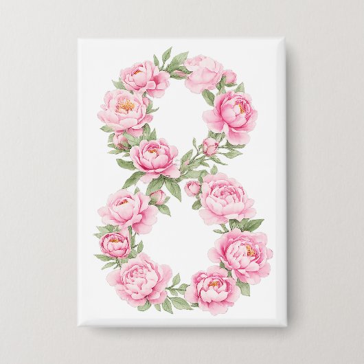 Women’s Day Peony Flower for March 8  Button (Voorkant)