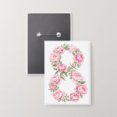 Women’s Day Peony Flower for March 8  Button (Voorkant / Achterkant)