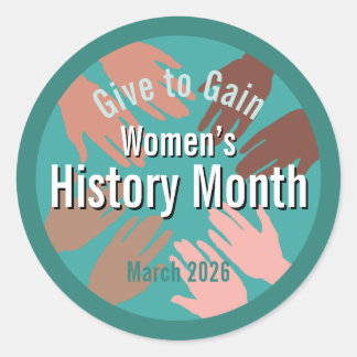 Women’s History Month March 2026 Give to gain Ronde Sticker
