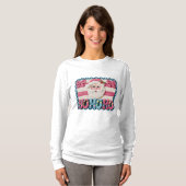 Women’s Ho Ho Ho Santa – Faux Embroidery T-shirt (Voorkant volledig)