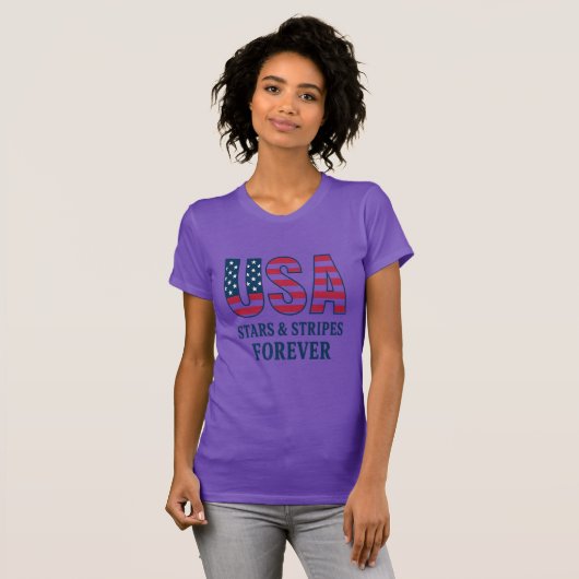 Women’s USA Patriotic T-Shirt – Gift for Her (Voorkant volledig)
