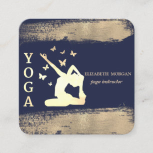 Women Silhouette Faux Gold Brush Stroke Vierkante Visitekaartje