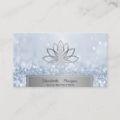 Women Silhouette Lotus Yoga Instructor Blue Bokeh Visitekaartje (Voorkant)