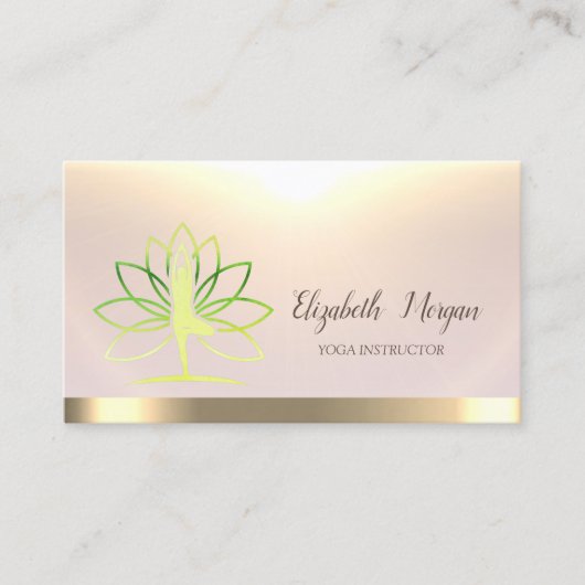 Women Silhouette Lotus Yoga Instructor Visitekaartje (Voorkant)