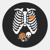 Women Skeleton Pregnancy Announcement Mom Hallowee Ronde Sticker (Voorkant)