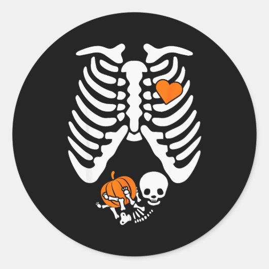 Women Skeleton Pregnancy Announcement Mom Hallowee Ronde Sticker (Voorkant)