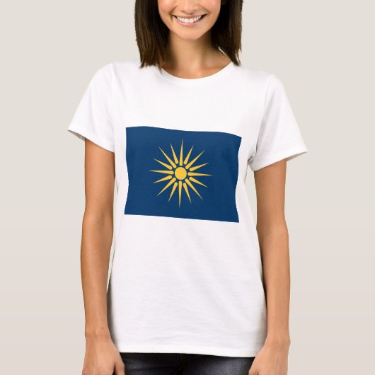 Women T Shirt with Flag of Macedonia, Greece (Voorkant)