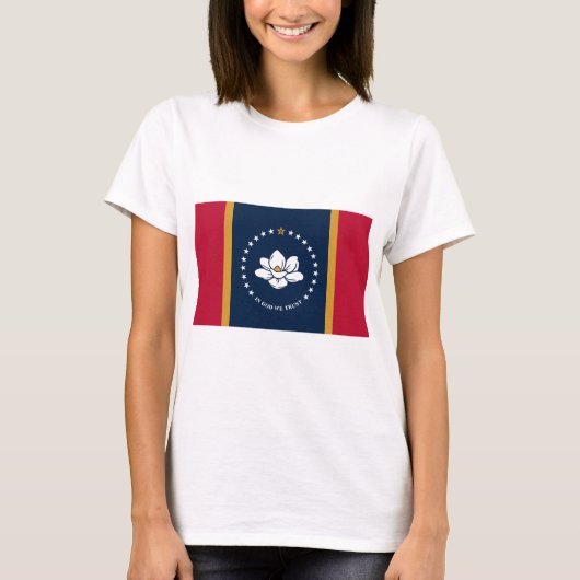 Women T Shirt with Flag of Mississippi State Flag (Voorkant)