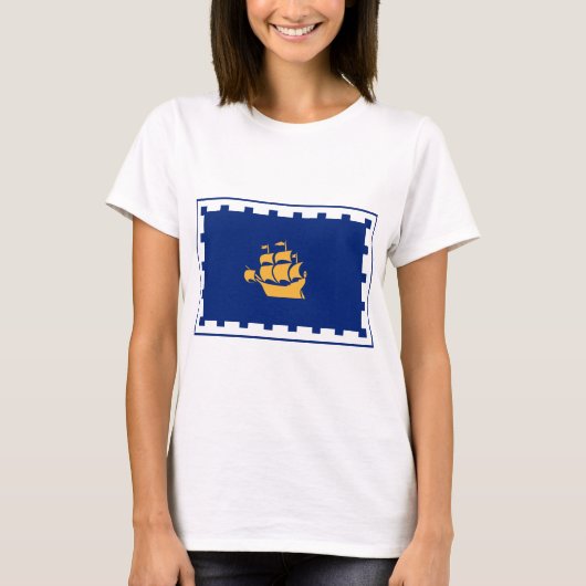 Women T Shirt with Flag of Quebec City, Canada (Voorkant)