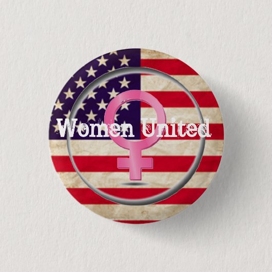 Women United Vrouw Sybol and Flag Ronde Button 3,2 Cm (Voorkant)