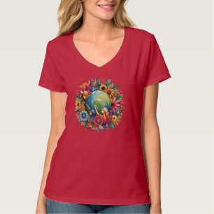 Women United World geïnspireerde V-hals T-shirt