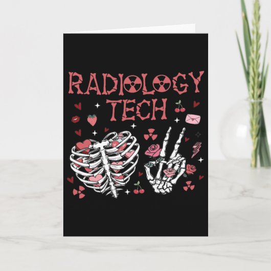 Women Valentine Radiology Tech Skeleton Ultrasound Kaart (Voorkant)