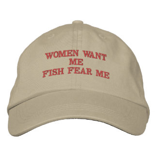 Women Want Me Fish Fear Me Baseball Hat Geborduurde Pet