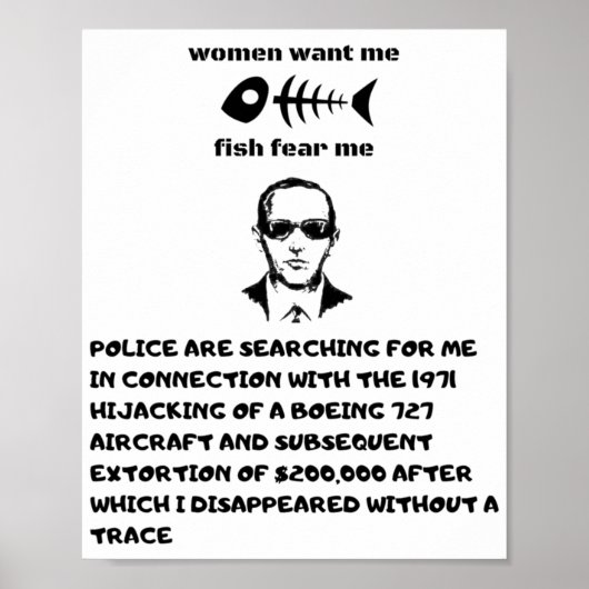 Women want me fish fear me db cooper poster (Voorkant)
