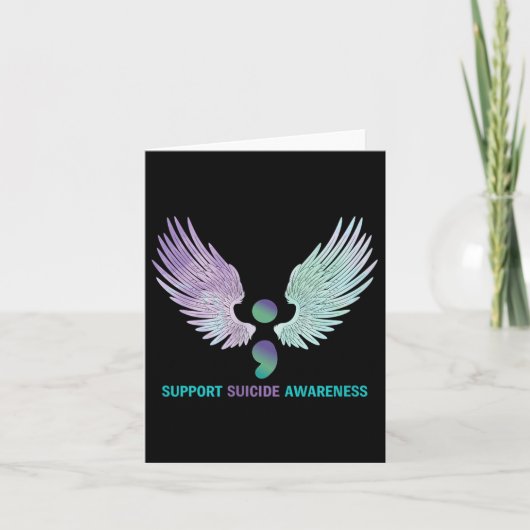 Women Wings Semicolon Support Suicide Awareness T Kaart (Voorkant)