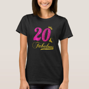 Womenen 20 en Fabulous Diamond Crown Happy 20th Bi T-shirt
