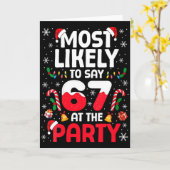 Womens 67 Funny Christmas Meme Most Likely To Say  Kaart (Gele Bloem)