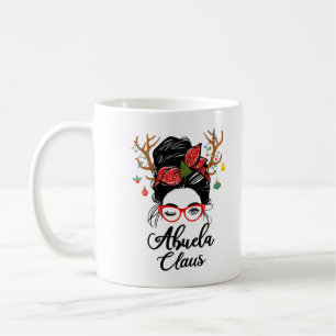 Womens Abuela Claus Messy Bun Wink Eye Kerstmis Koffiemok