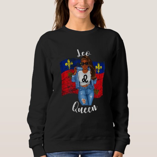 Womens Afro Guadeloupe Leo Queen Flag of Black Wom Trui (Voorkant)
