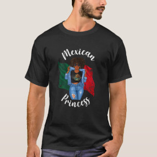Womens Afro Mexicaanse prinses Mexico Vlag Afrikaa T-shirt
