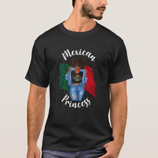 Womens Afro Mexicaanse prinses Mexico Vlag Afrikaa T-shirt (Voorkant)