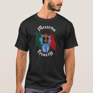 Womens Afro Mexicaanse prinses Mexico Vlag Afrikaa T-shirt