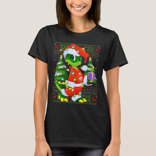 Womens Alligator Christmas Lights Santa Costume Ug T-shirt (Voorkant)