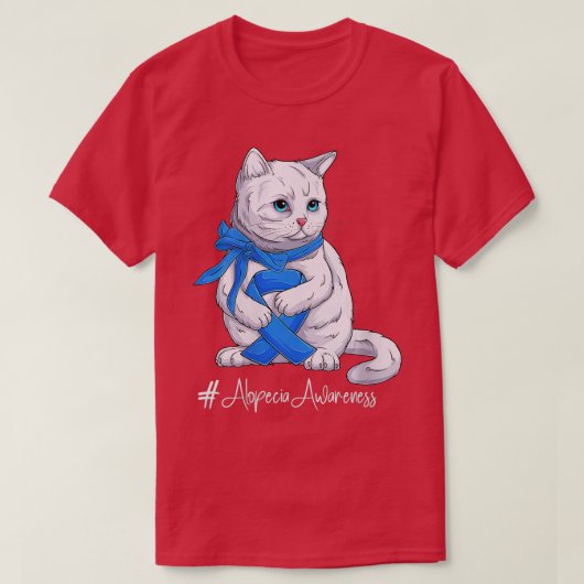 Womens Alopecia Awareness Month Blue Ribbon Cat VN T-shirt (Design voorkant)