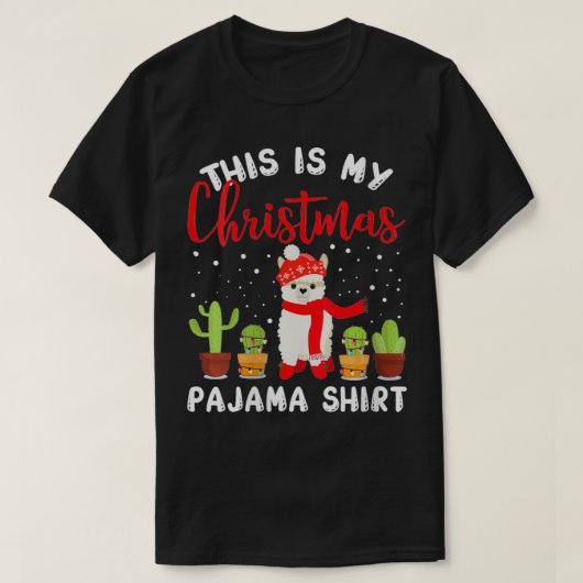Womens Alpaca Kerstmis Pajama Gift Pajamas Xmas F T-shirt (Design voorkant)