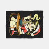 Womens Anime Ramen Xmas Kawaii Santa Girl Eating J Fleece Deken (Voorkant (Horizontaal))