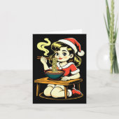 Womens Anime Ramen Xmas Kawaii Santa Girl Eating J Kaart (Voorkant)