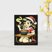 Womens Anime Ramen Xmas Kawaii Santa Girl Eating J Kaart (Gele Bloem)