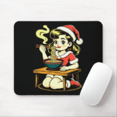 Womens Anime Ramen Xmas Kawaii Santa Girl Eating J Muismat (Met muis)